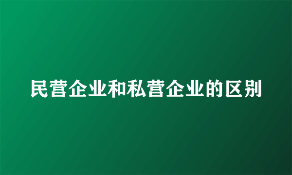 民营企业和私营企业的区别