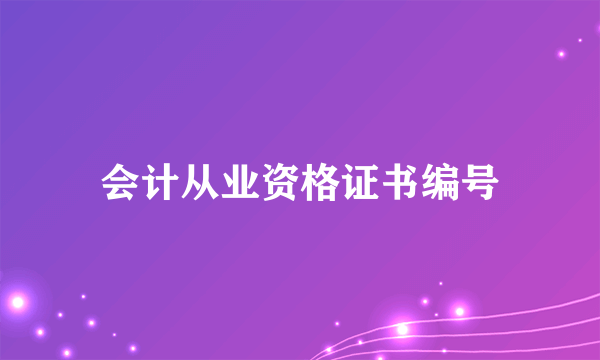 会计从业资格证书编号