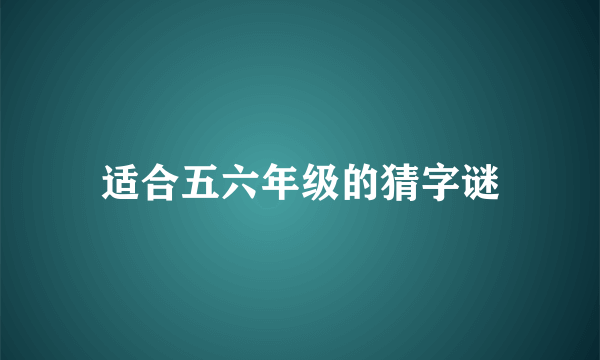 适合五六年级的猜字谜