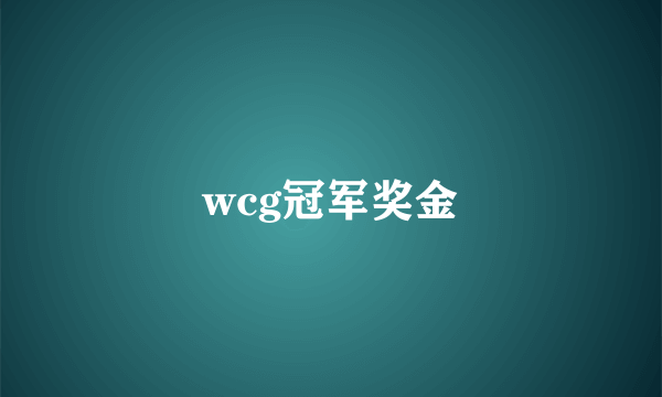 wcg冠军奖金