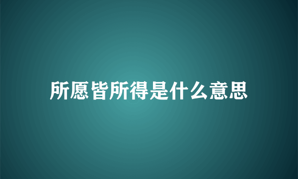 所愿皆所得是什么意思