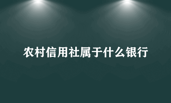 农村信用社属于什么银行