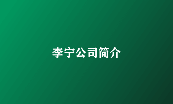 李宁公司简介