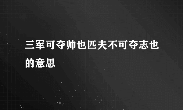 三军可夺帅也匹夫不可夺志也的意思