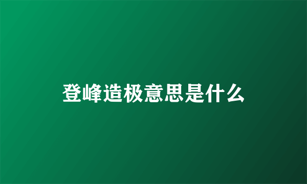 登峰造极意思是什么