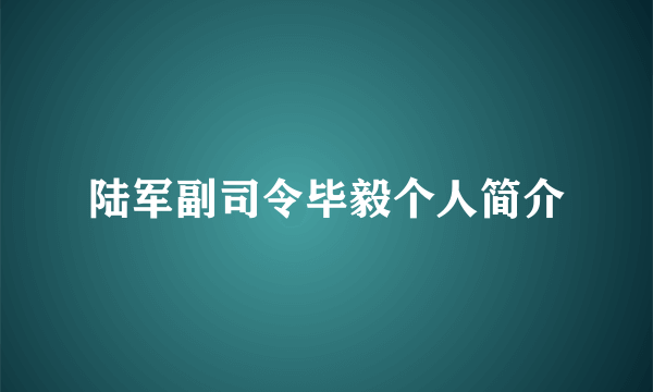 陆军副司令毕毅个人简介