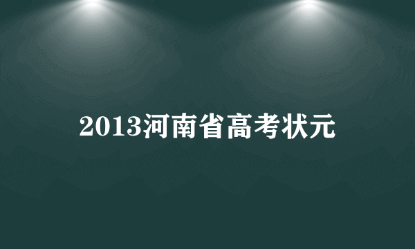 2013河南省高考状元