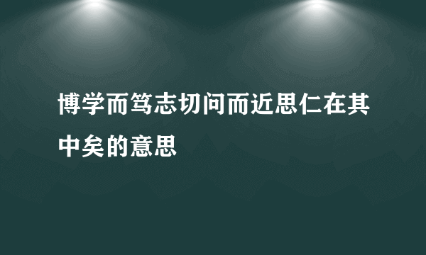 博学而笃志切问而近思仁在其中矣的意思