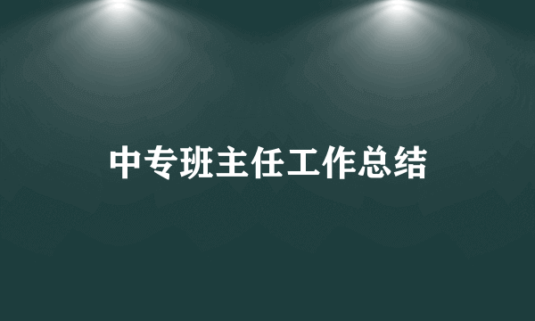 中专班主任工作总结