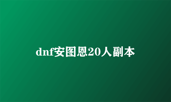 dnf安图恩20人副本