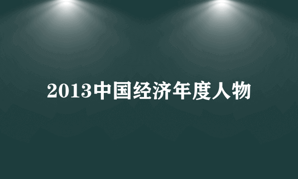 2013中国经济年度人物