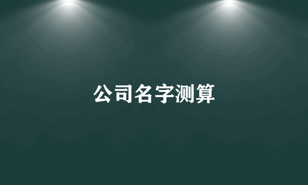 公司名字测算