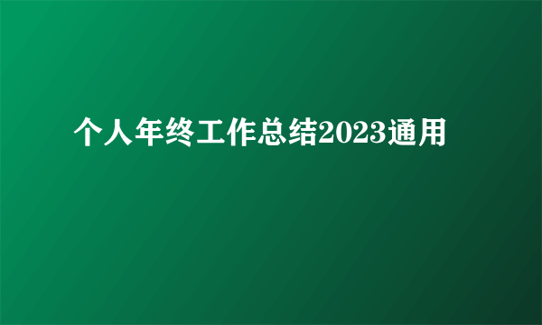 个人年终工作总结2023通用