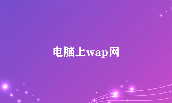 电脑上wap网