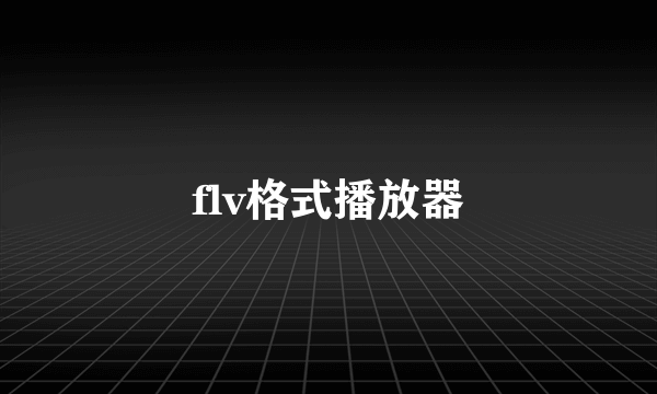 flv格式播放器