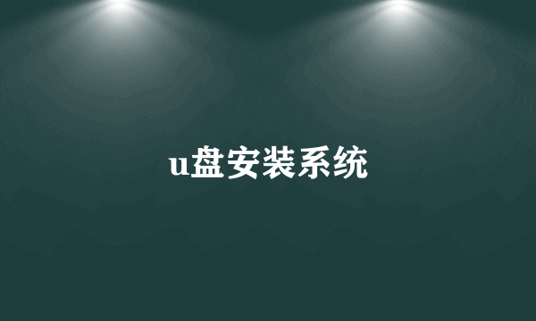 u盘安装系统