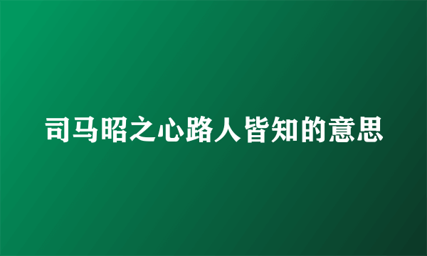 司马昭之心路人皆知的意思