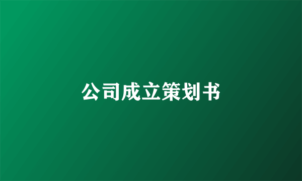 公司成立策划书