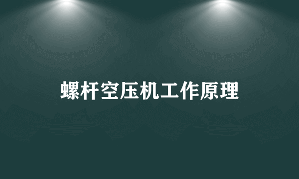 螺杆空压机工作原理