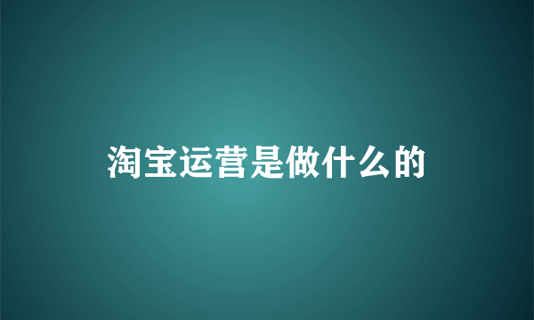 淘宝运营是做什么的