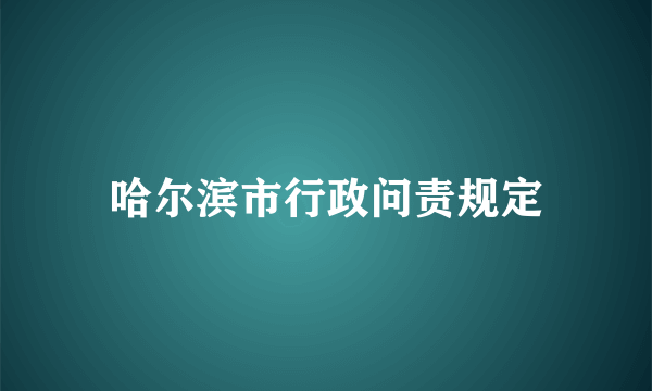 哈尔滨市行政问责规定