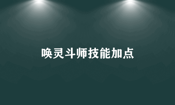 唤灵斗师技能加点