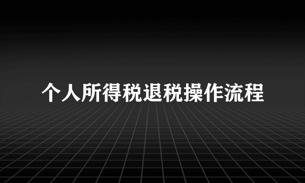 个人所得税退税操作流程