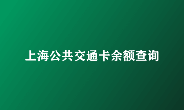 上海公共交通卡余额查询