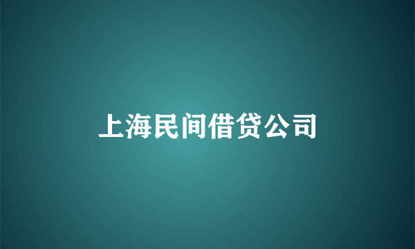 上海民间借贷公司