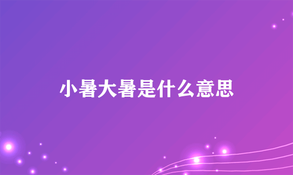 小暑大暑是什么意思