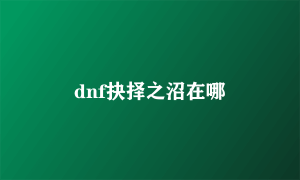 dnf抉择之沼在哪