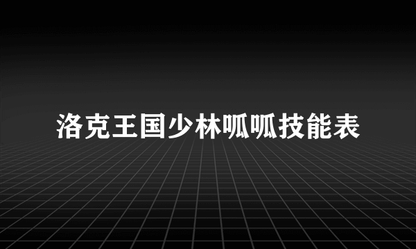 洛克王国少林呱呱技能表