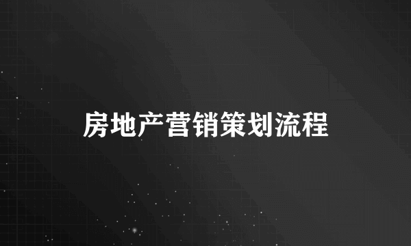 房地产营销策划流程