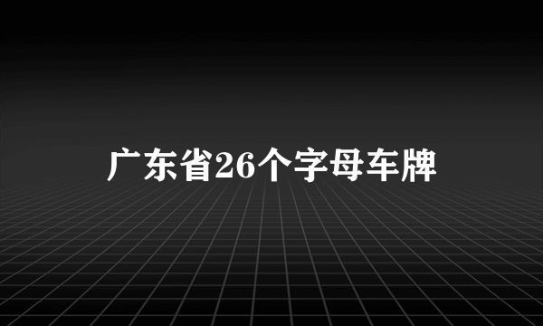 广东省26个字母车牌