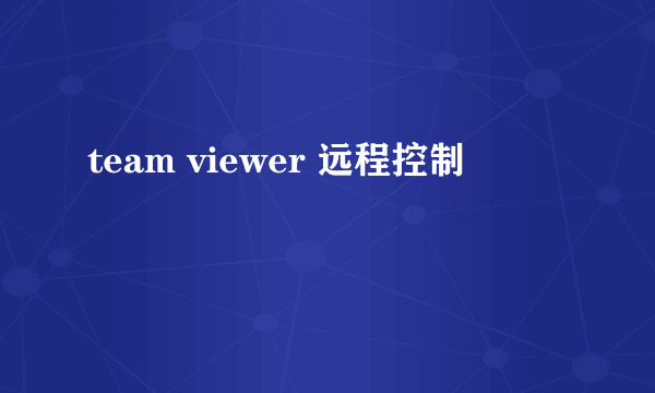 team viewer 远程控制