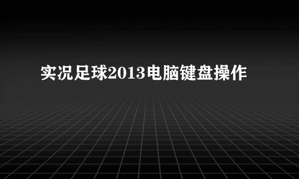 实况足球2013电脑键盘操作