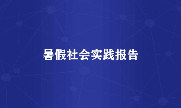 暑假社会实践报告