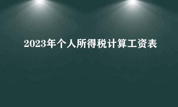 2023年个人所得税计算工资表