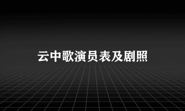 云中歌演员表及剧照