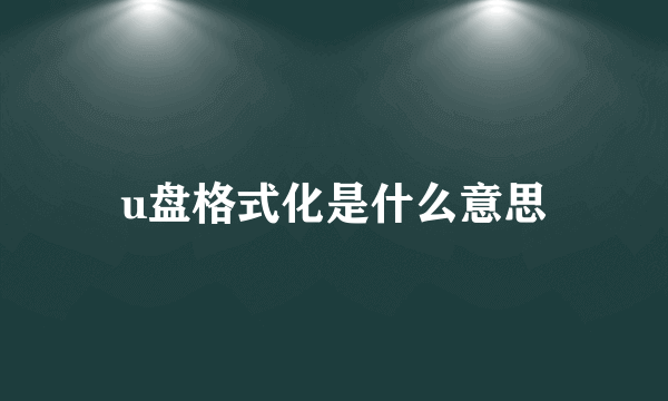 u盘格式化是什么意思