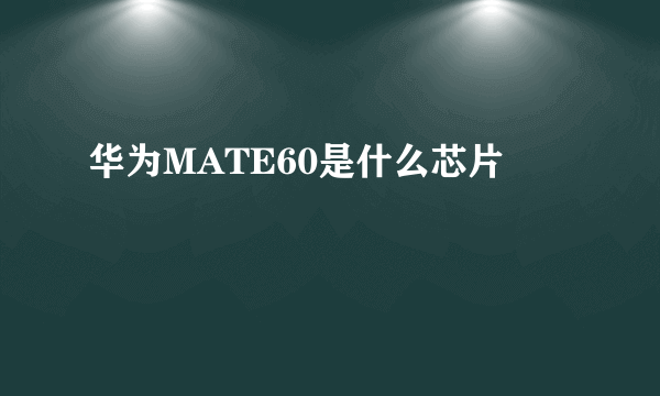 华为MATE60是什么芯片