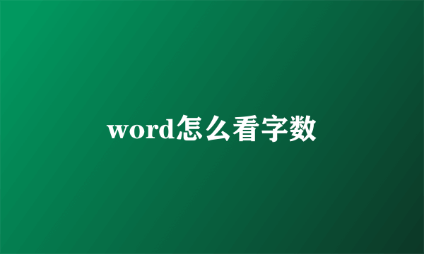 word怎么看字数