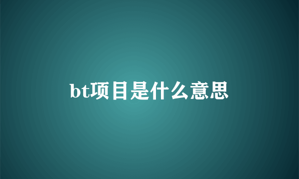 bt项目是什么意思