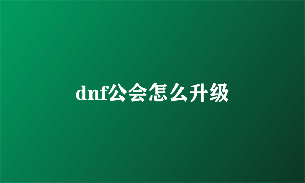 dnf公会怎么升级