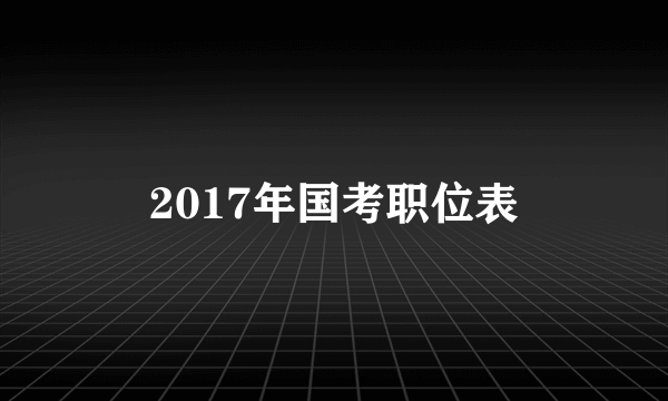 2017年国考职位表