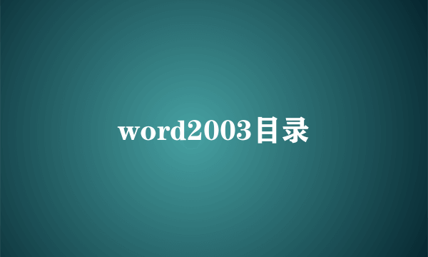 word2003目录