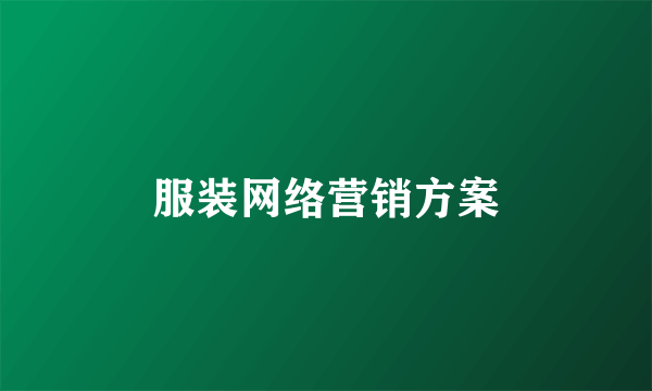 服装网络营销方案