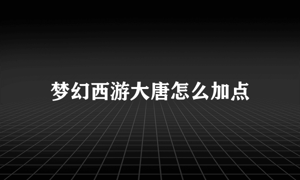 梦幻西游大唐怎么加点