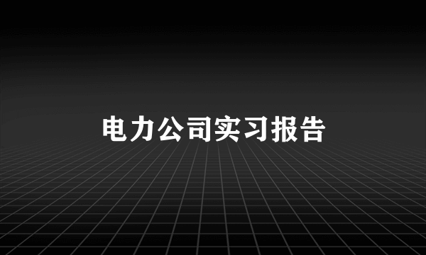 电力公司实习报告