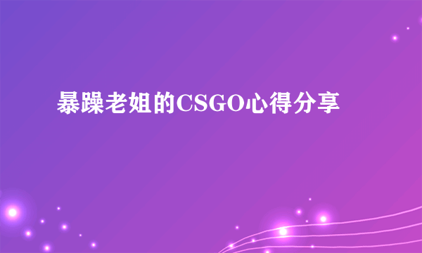 暴躁老姐的CSGO心得分享